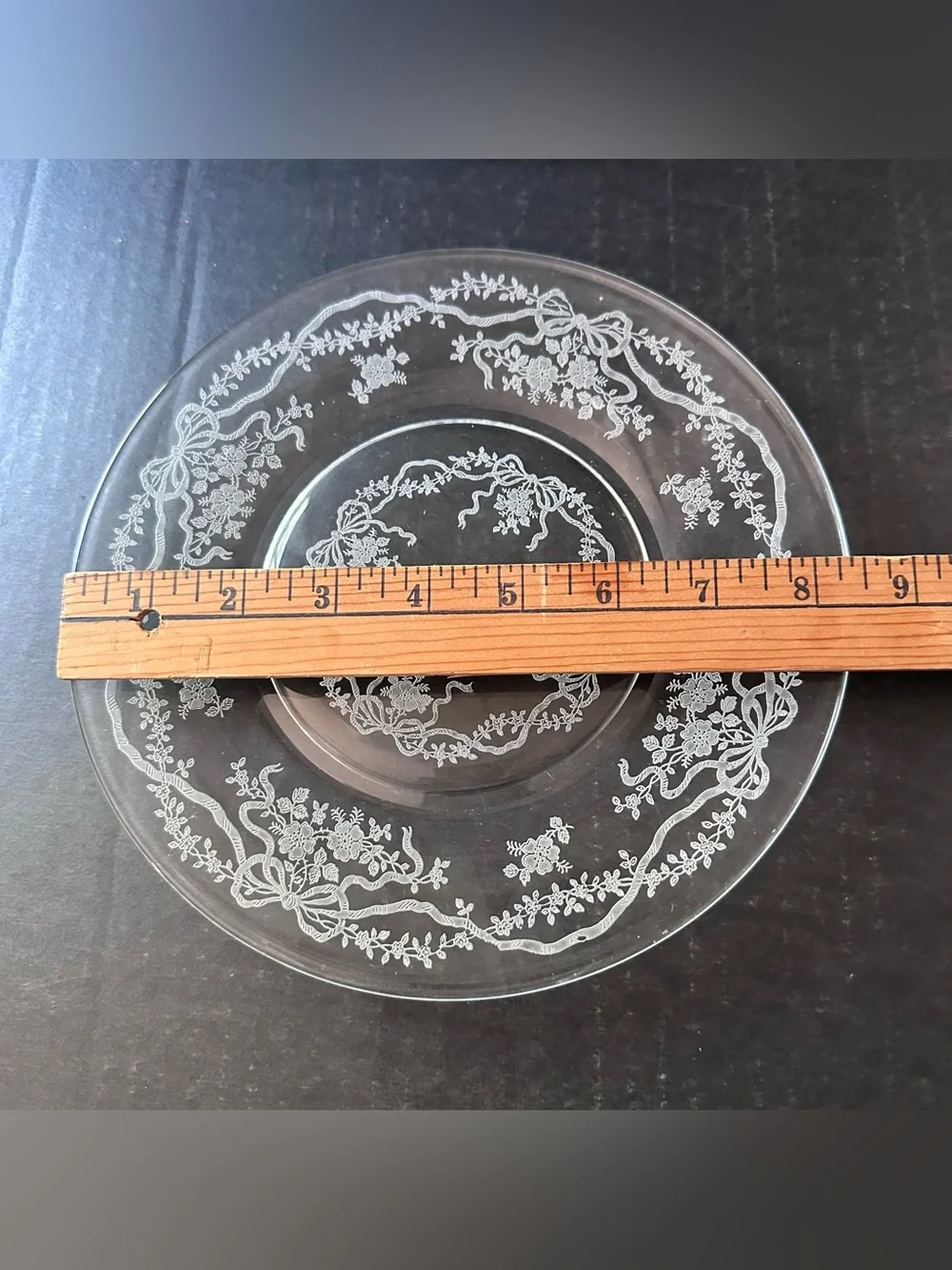 Fostoria ROMANCE Set of 3 Clear Etch #341 Luncheon Plates 8.5